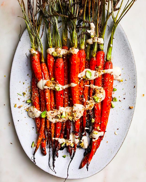 Roasted Maple Carrots with Tahini Yogurt and Pistachio Dukkah Recipe ...