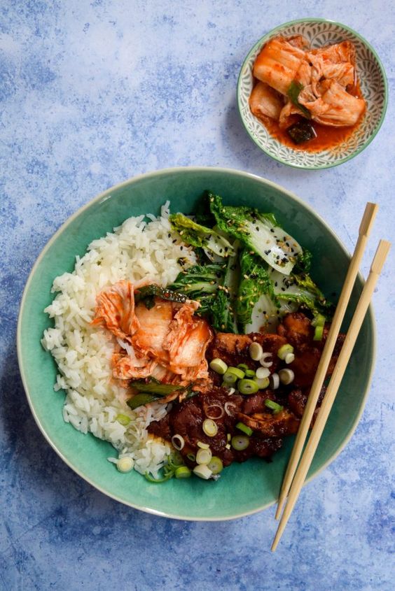 Slow Cooker Korean Chicken And Kimchee Bowls Recipe The Feedfeed