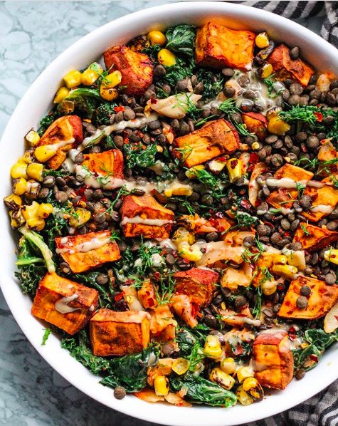 Sweet Potato Lentil Kale Salad By Plantbasedrd Quick Easy Recipe The Feedfeed