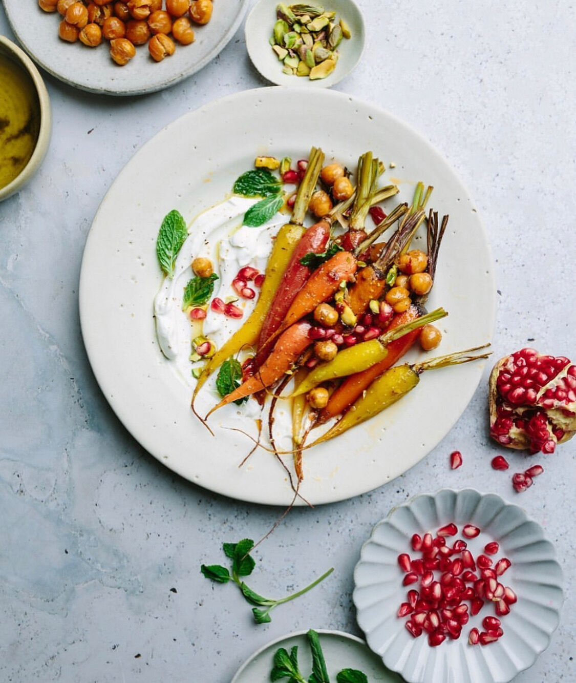 Roasted Carrots and Chickpeas with Labneh and Harissa Recipe The Feedfeed