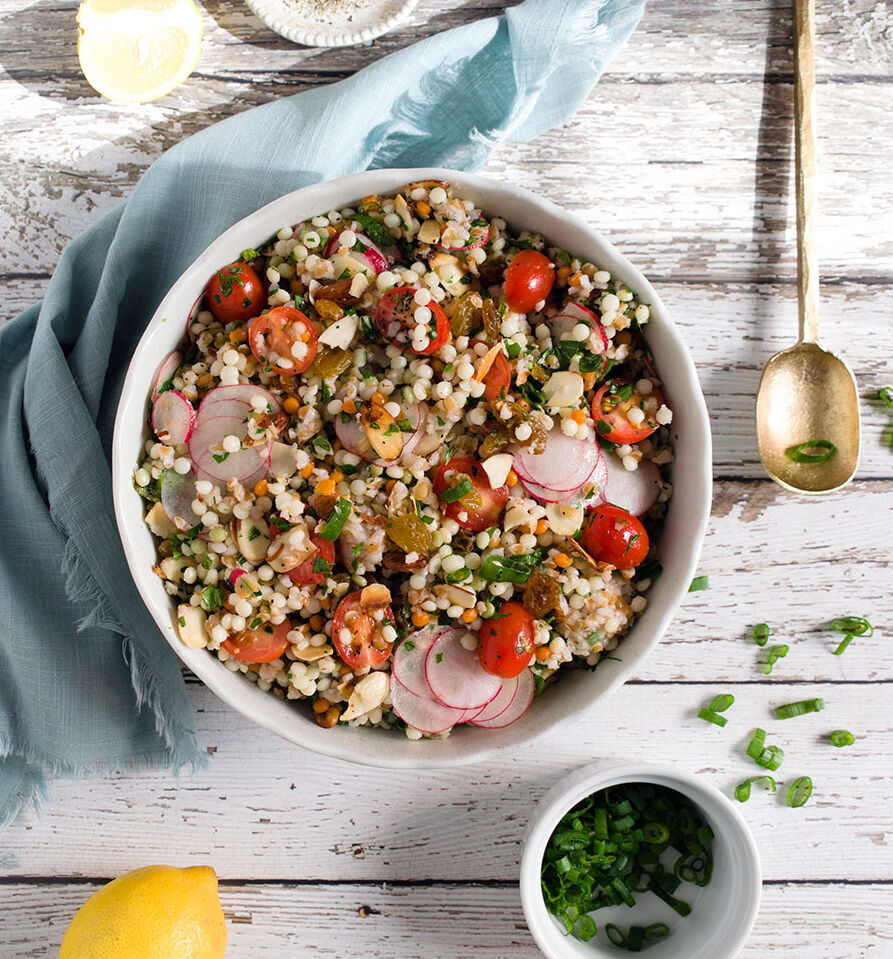 Couscous Salad with Bulgur, Tomato, Almonds and Radish Recipe The