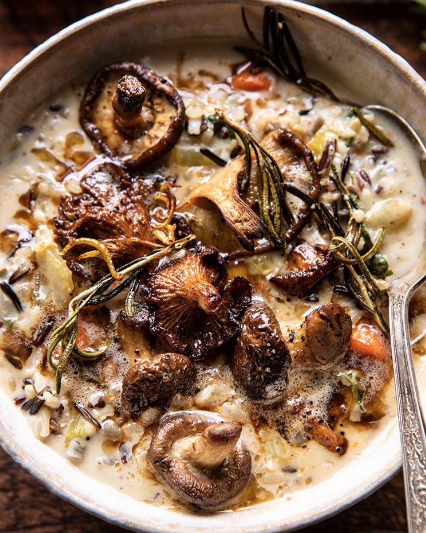 Roasted Garlic Mushrooms with Cheesy Wild Rice Soup Recipe The Feedfeed
