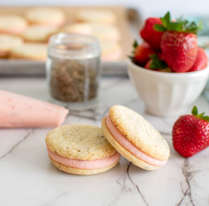 Vanilla Sandwich Cookies with Basil and Strawberry Filling Recipe The