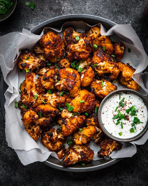 Spicy Roasted Cauliflower with Vegan Ranch | The Feedfeed