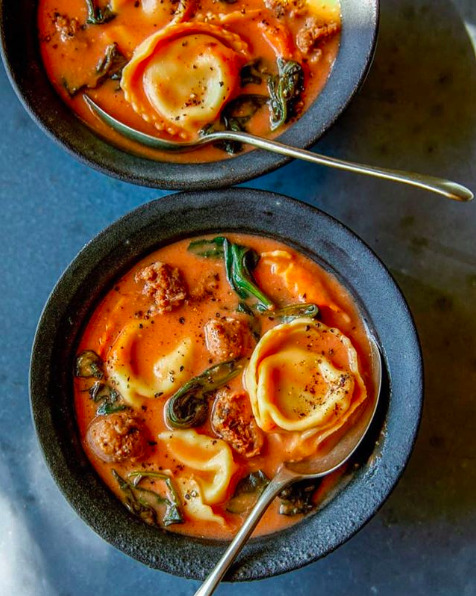 Creamy Spinach Sausage And Tortellini Soup Recipe By Spoonforkbacon The Feedfeed