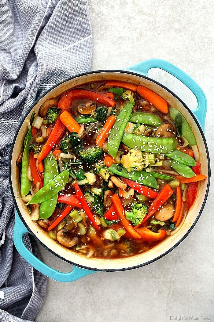 Stir Fry Vegetables with Red Pepper, Broccoli and Snap Peas Recipe ...