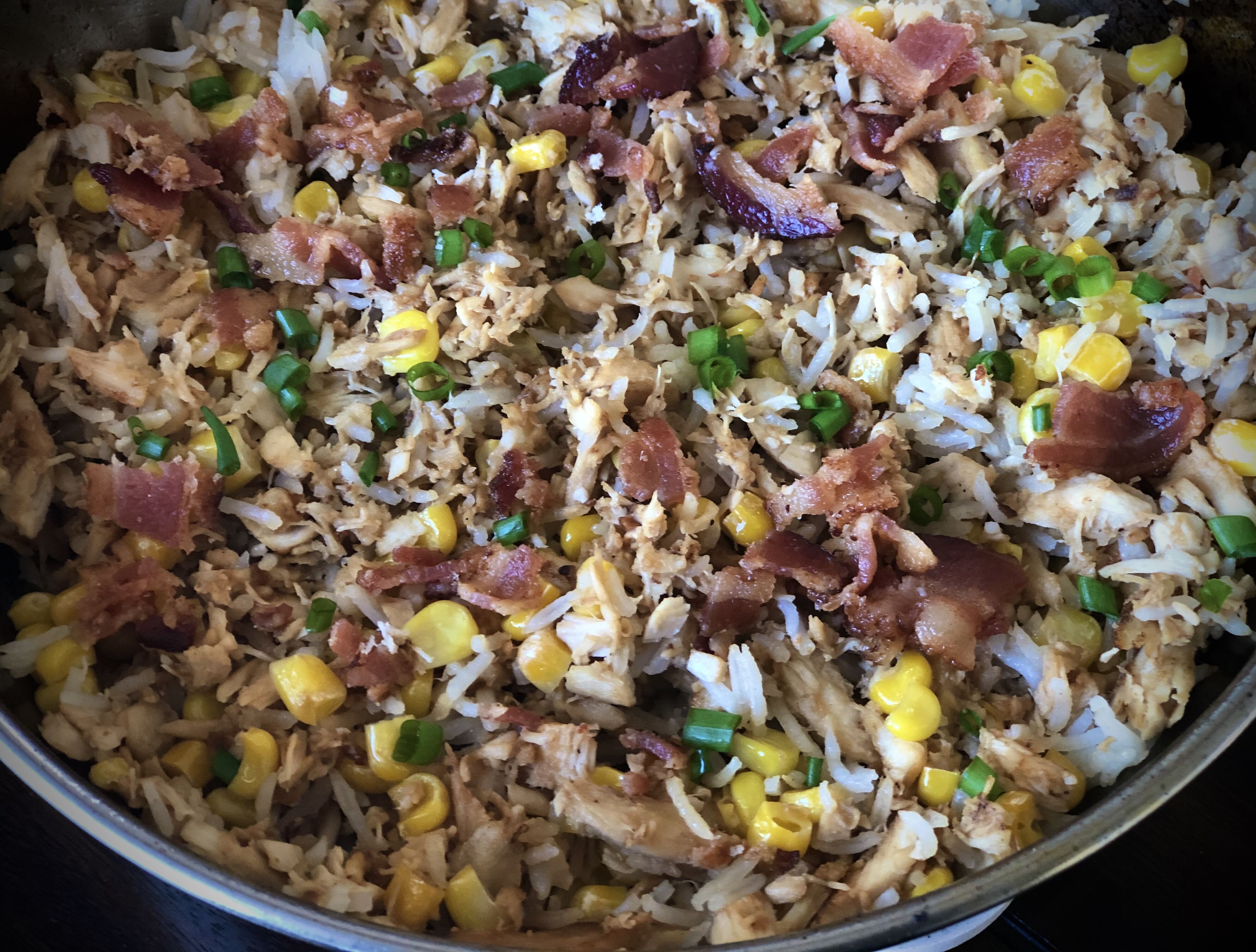 Rotisserie Chicken Bacon Rice By Sarchakra Quick Easy Recipe The Feedfeed