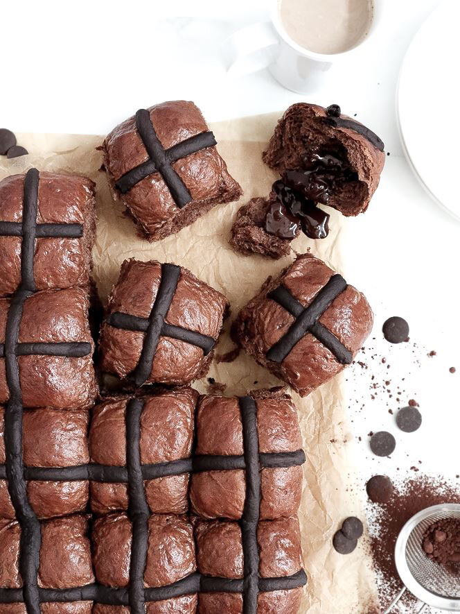 Chocolate Hot Cross Buns Recipe The Feedfeed