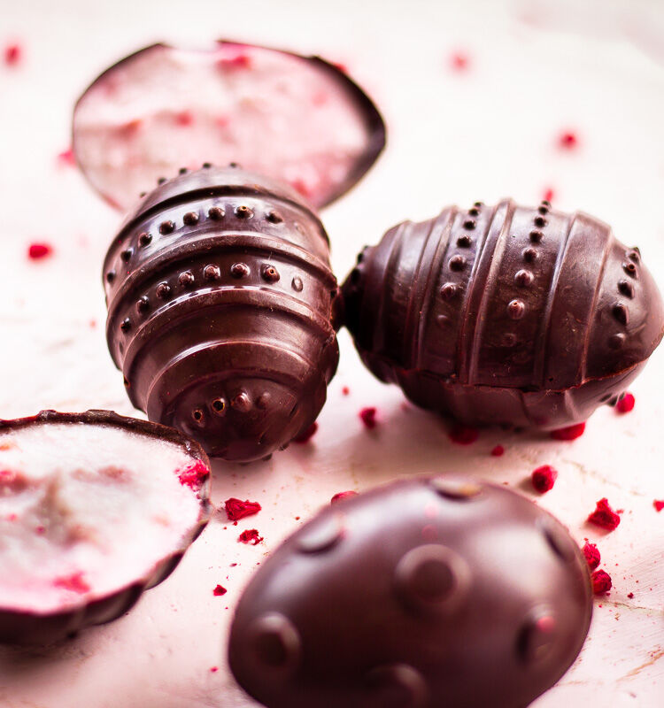 Chocolate Eggs with Raspberry Cream Recipe The Feedfeed