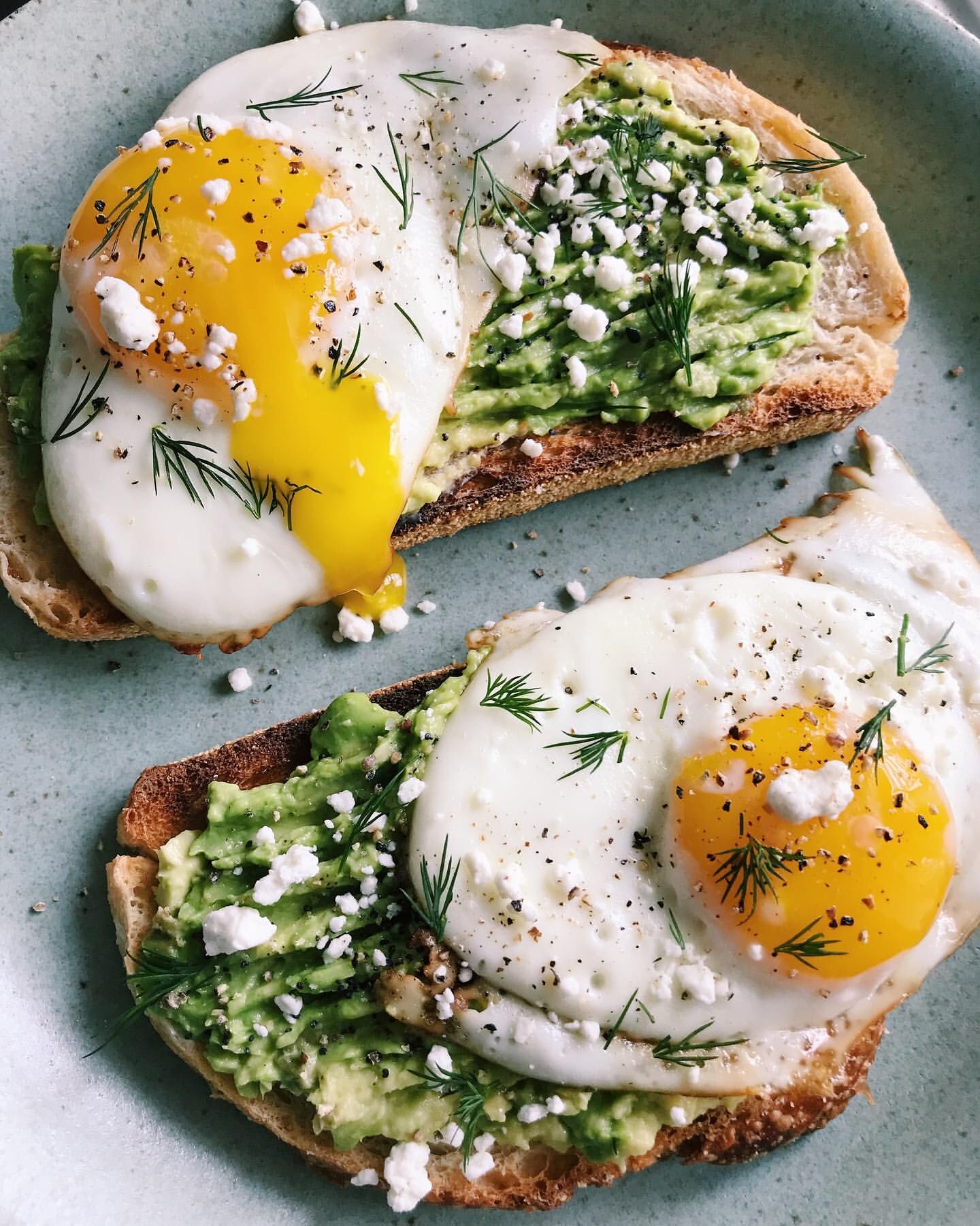 Avocado Toast with Fried Eggs, Goat Cheese and Fresh Dill Recipe | The ...
