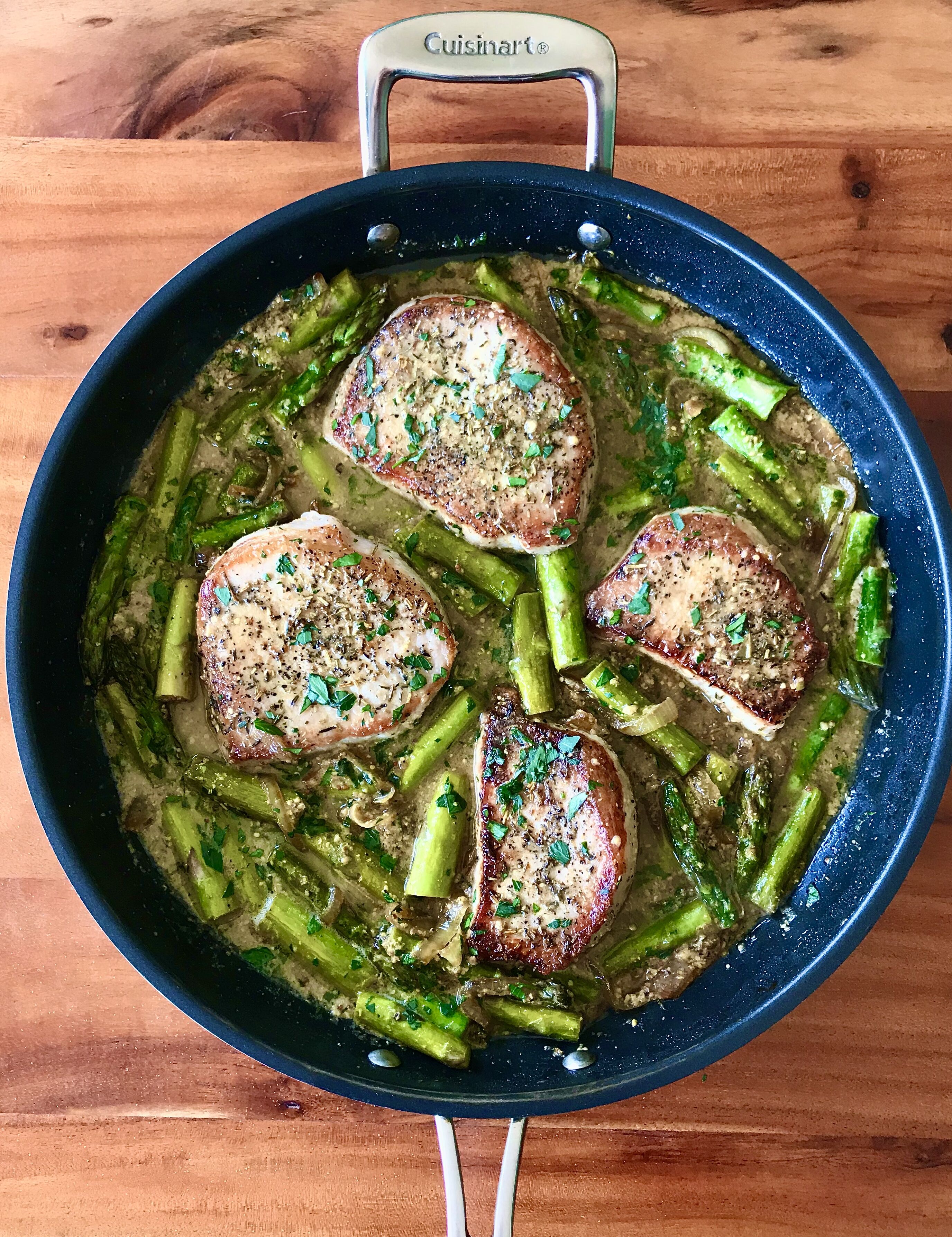 Pork Chops and Asparagus in Creamy Mustard Sauce Recipe The Feedfeed