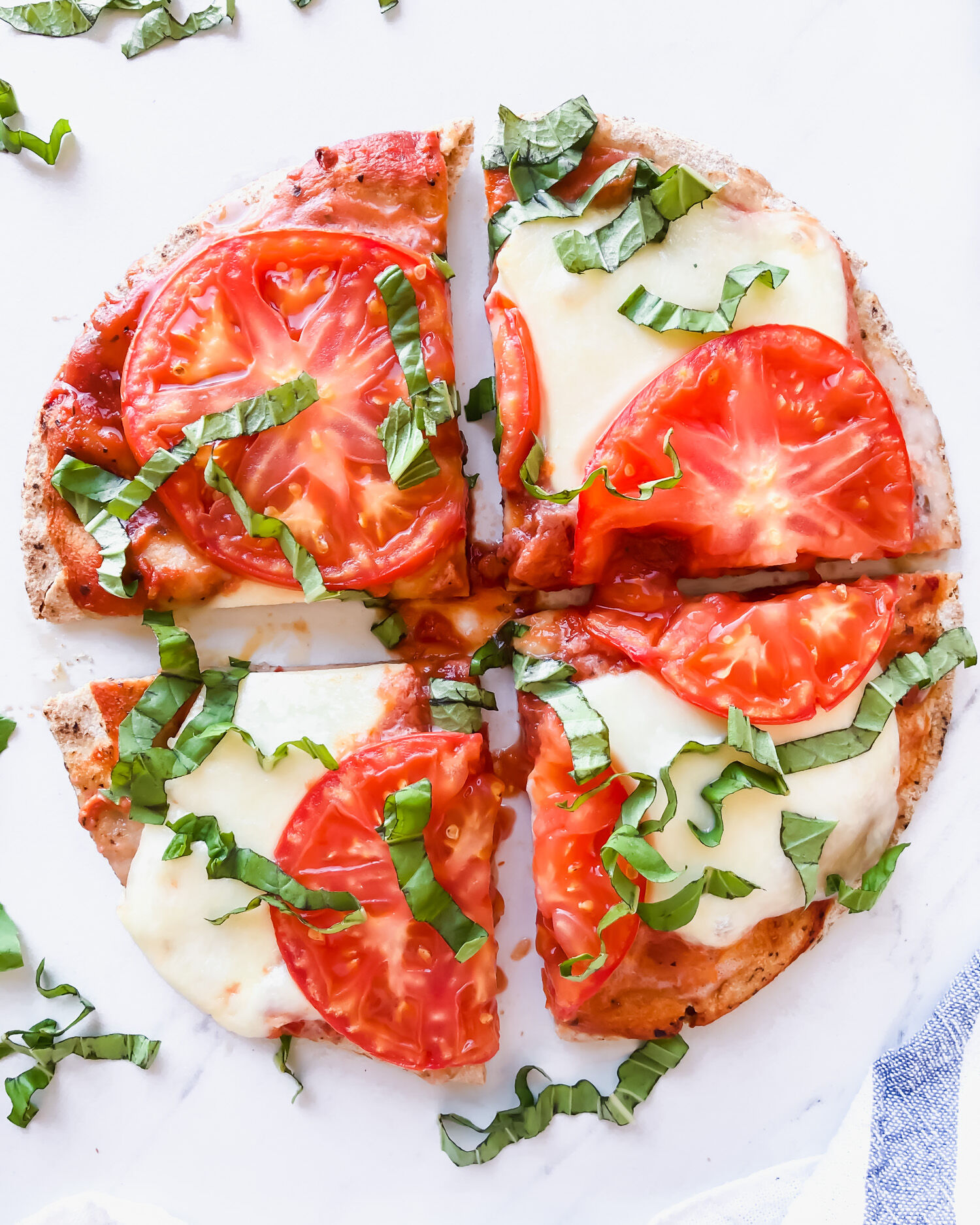 Margherita With Fresh Tomato Flatbread Pizza by thebalancedbite Quick