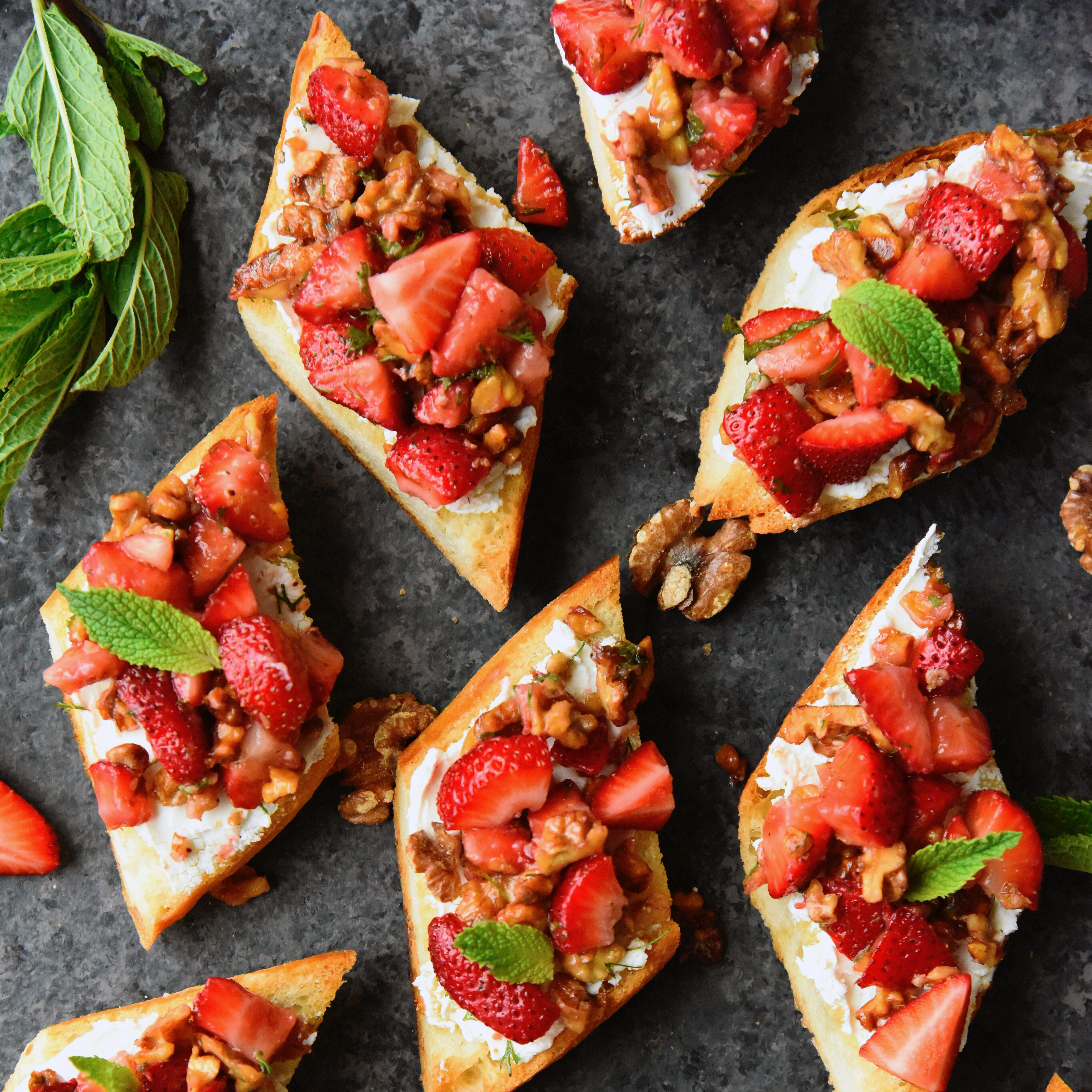 Strawberry Walnut Salsa & Goat Cheese Crostini by thefeedfeed, The
