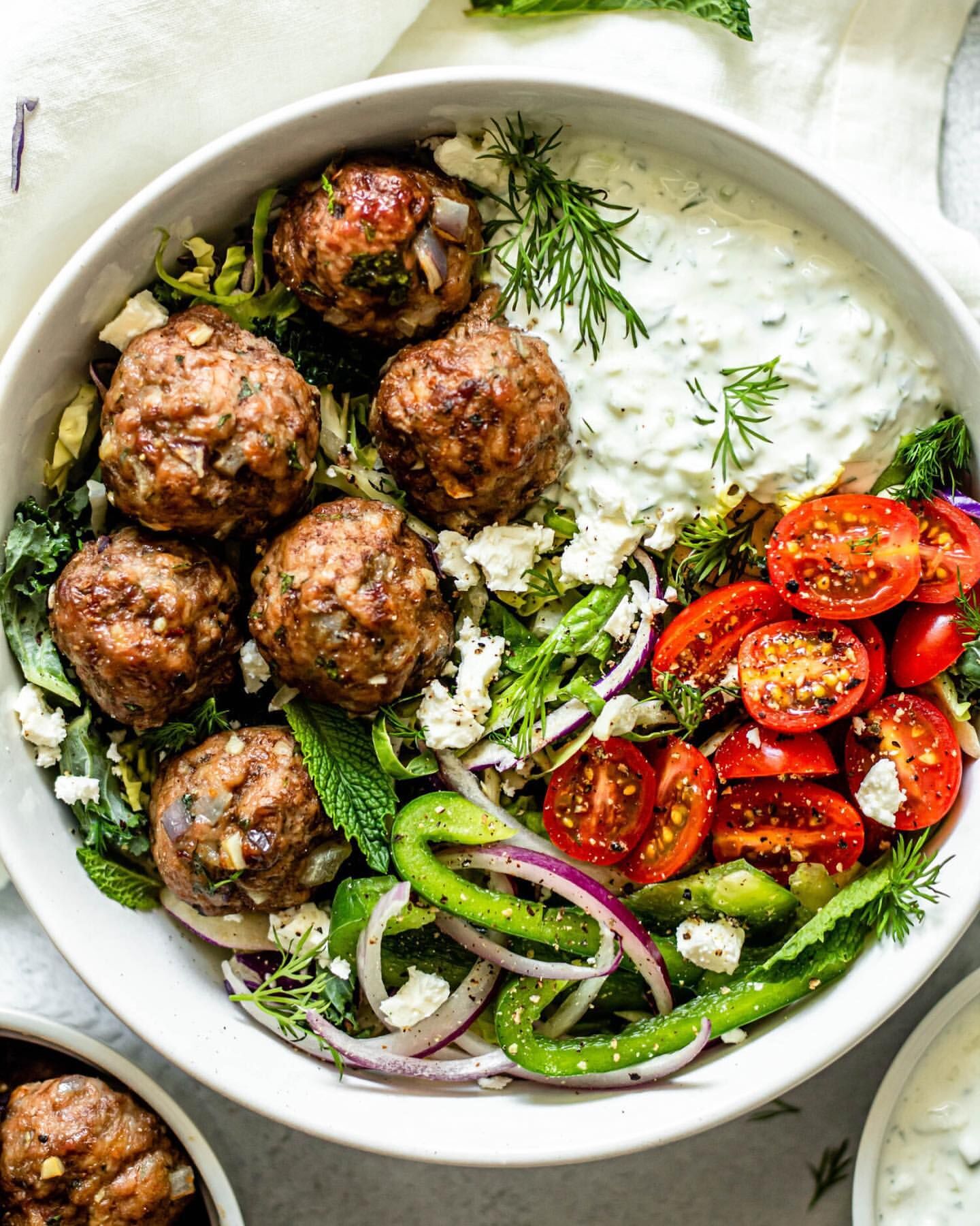 Greek Style Meatballs with Tzatziki by allthehealthythings | Quick &...