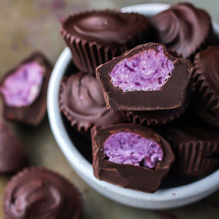 Purple Sweet Potato Dark Chocolate Cups recipe by Ashley