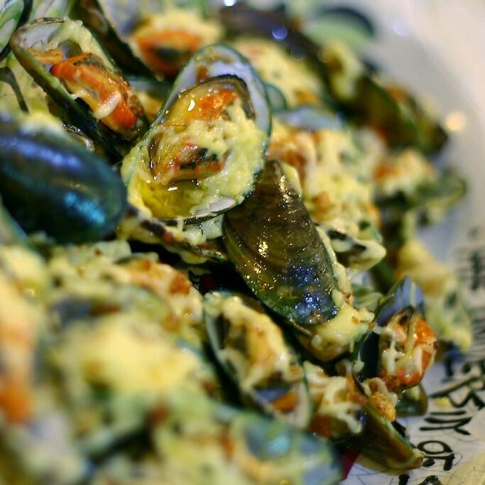 Mussels with cheese and garlic Recipe The Feedfeed