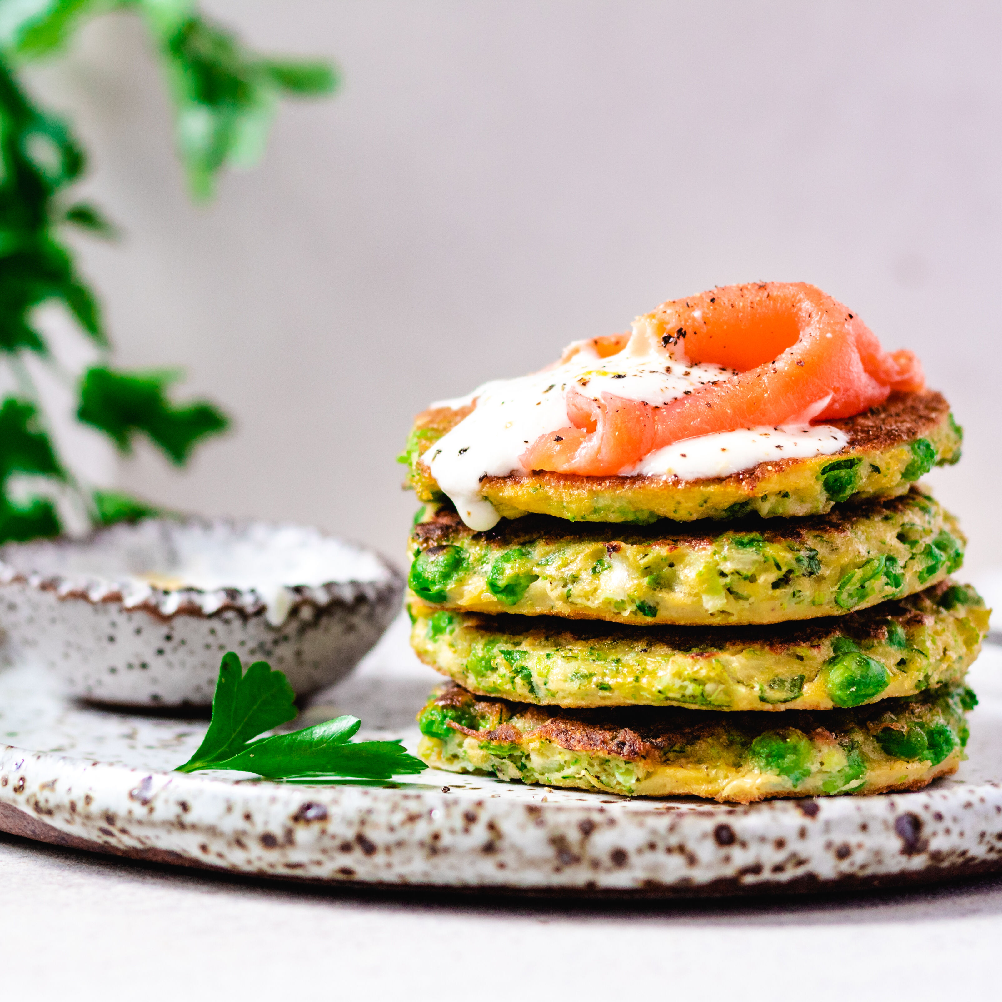 Zucchini, Broccoli and Pea Fritters with Smoked Salmon Recipe The