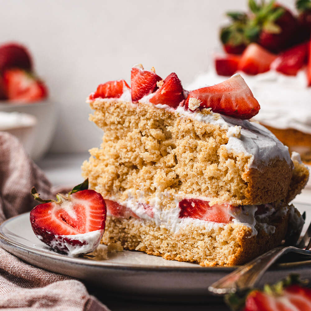 Fluffy Vegan Strawberries and Cream Cake Recipe | The Feedfeed