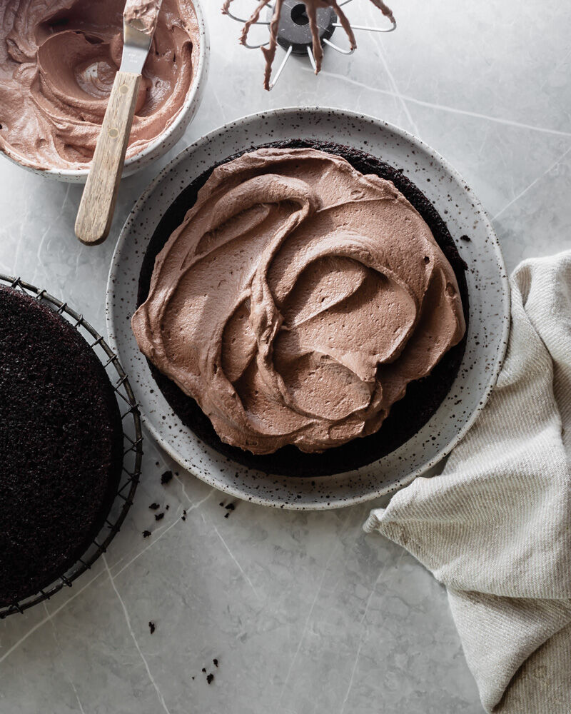 Chocolate Cake with Whipped Chocolate Ganache Frosting Recipe The