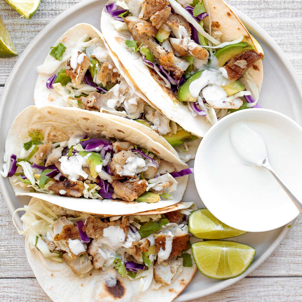 Fish Tacos with Lime Crema by aheadofthyme Quick & Easy