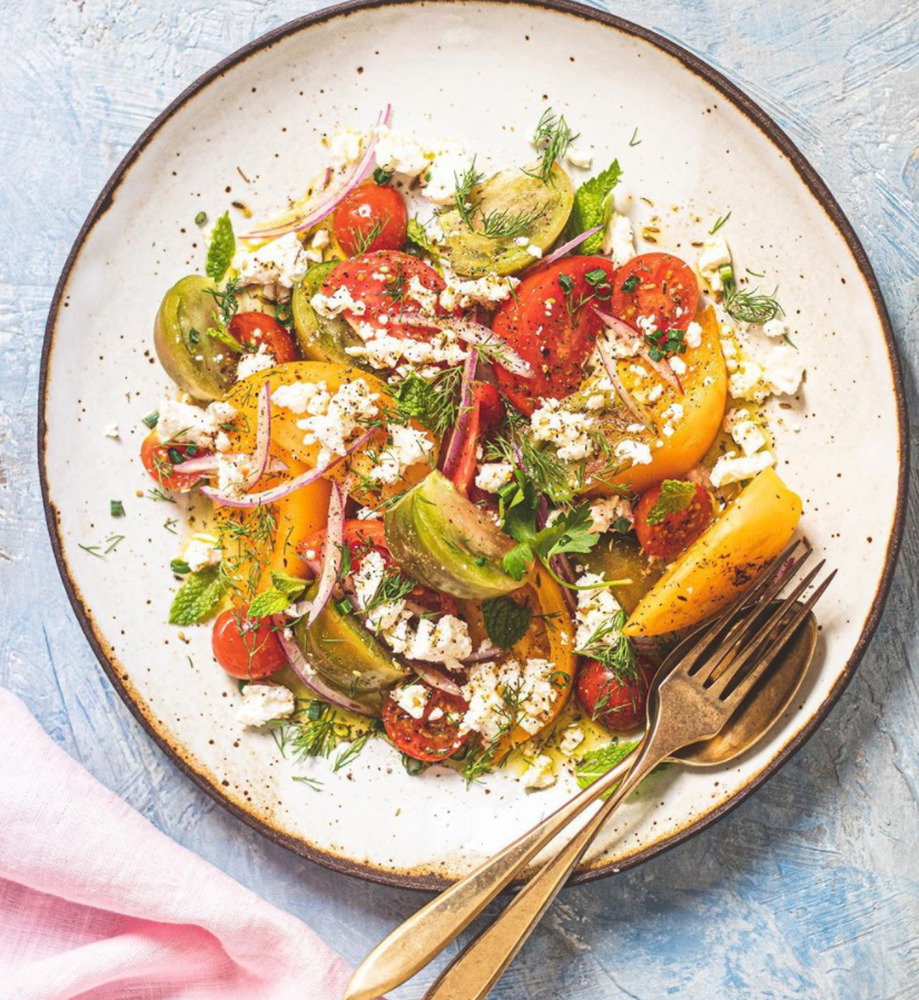 Heirloom Tomato & Herb Salad - Dishing Up the Dirt