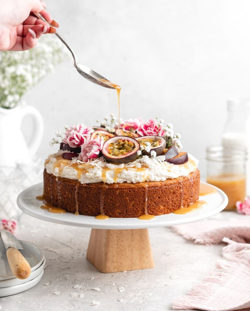 Coconut Passion Fruit Cake with Caramel Sauce by food.duchess | Quick