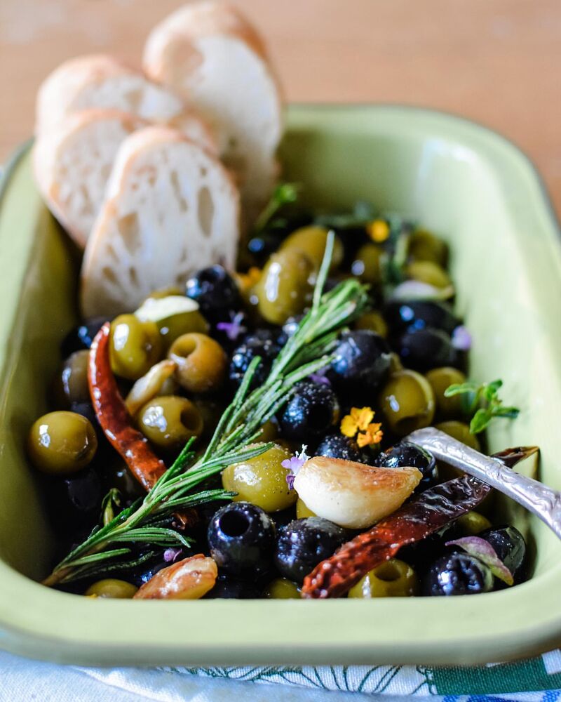 Spicy Marinated Olives with Roasted Garlic and Herbs Recipe The Feedfeed