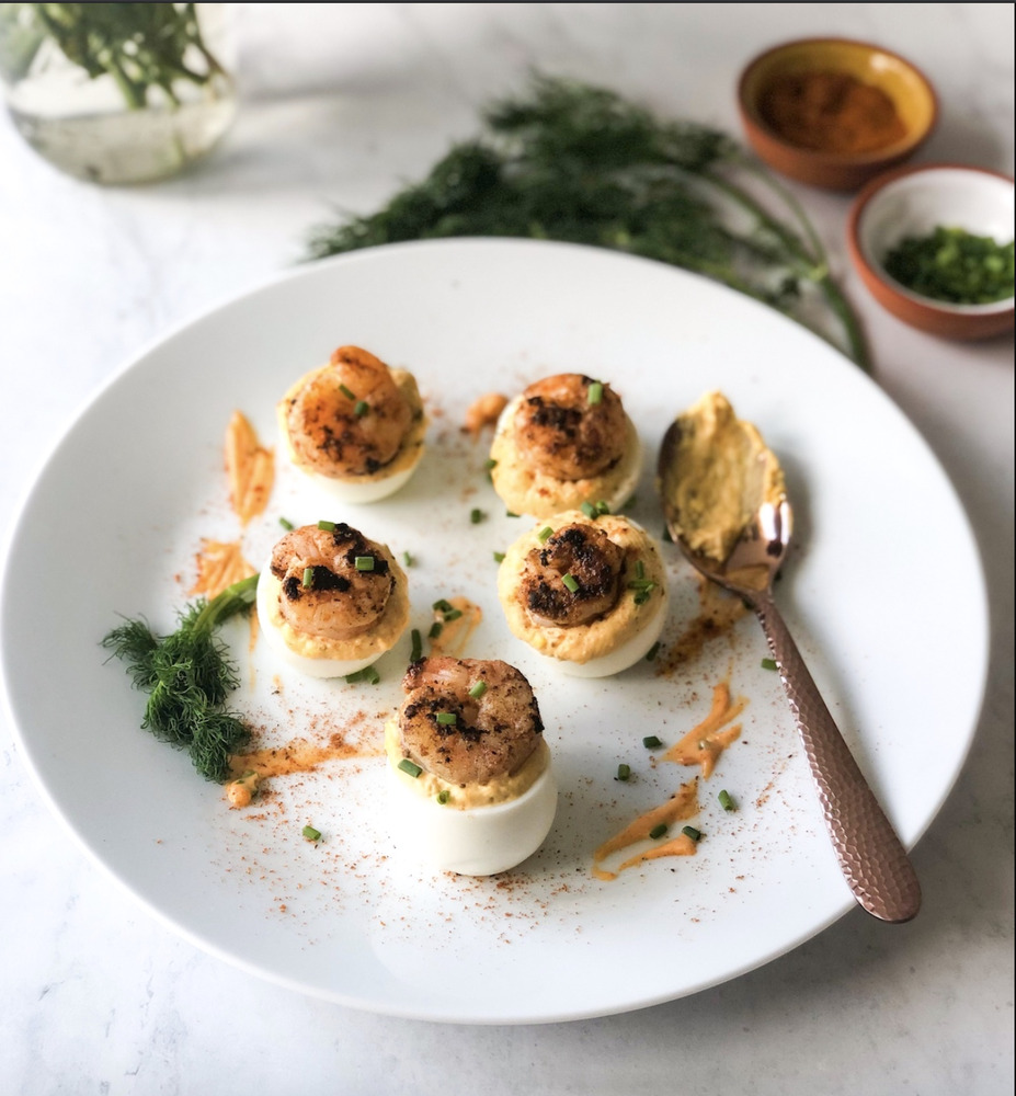 Cajun Shrimp Deviled Eggs - I Am Homesteader