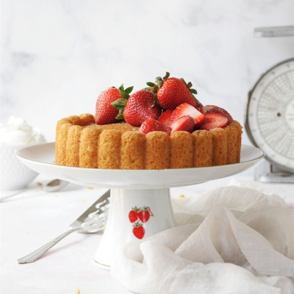Strawberries and Cream Charlotte Cake by curlygirlkitchen