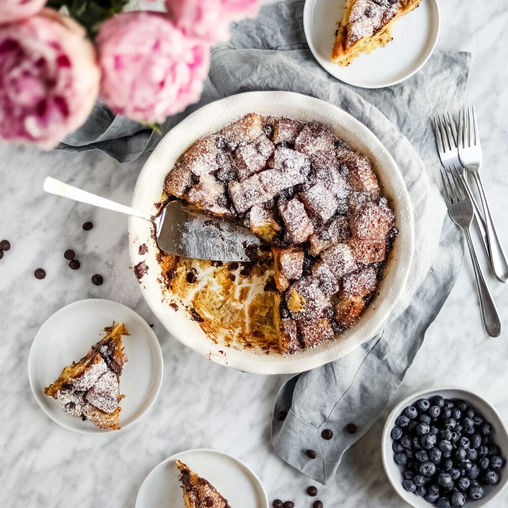 Chocolate Chip Brioche Bread Pudding By Pastaragazza Quick Easy Recipe The Feedfeed