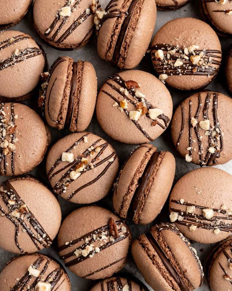 Chocolate hazelnut Macarons Recipe | The Feedfeed