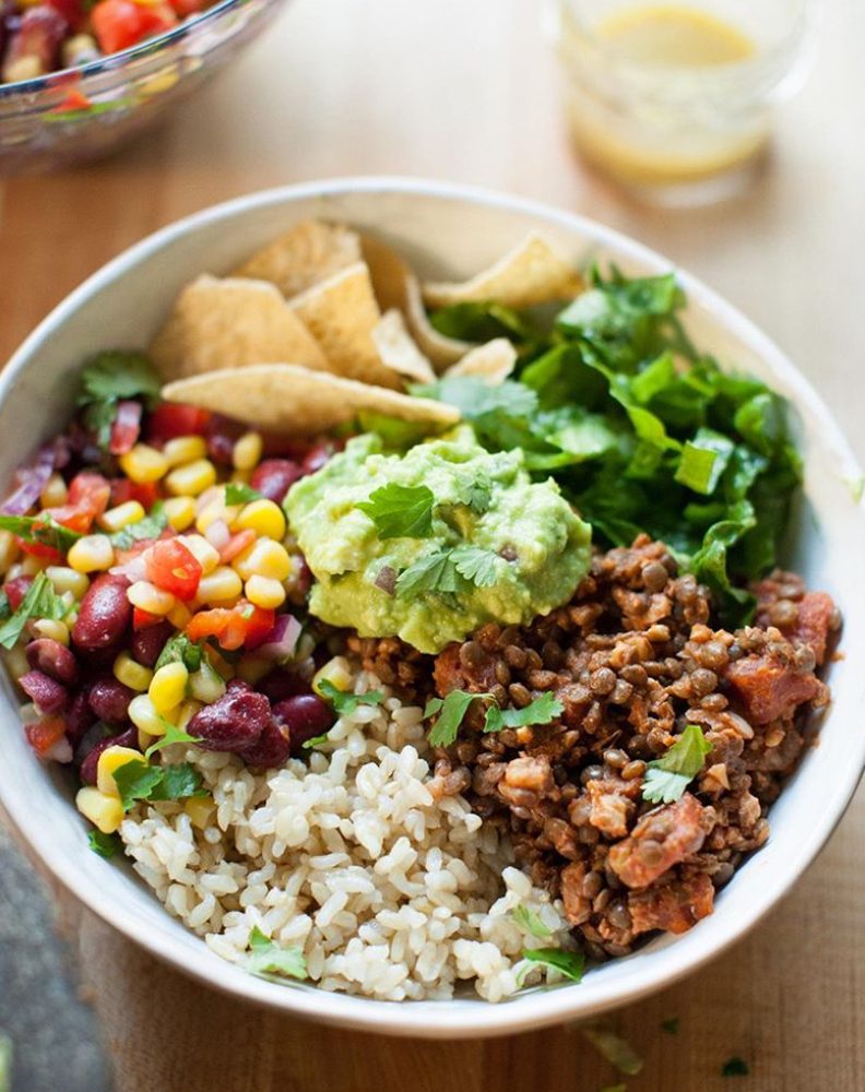 Healthy naked chicken burrito bowl