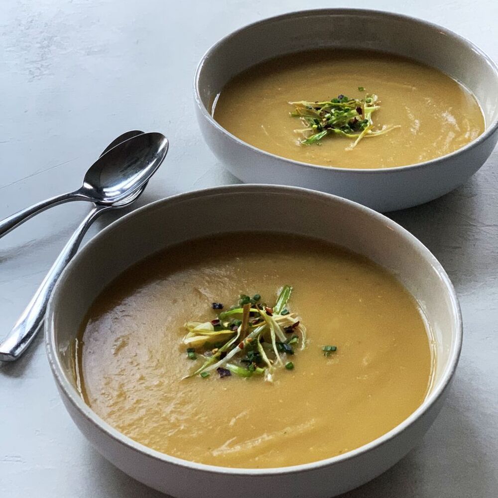 Potato Leek Soup with Crispy Leeks and Chili Pepper Flakes Recipe | The