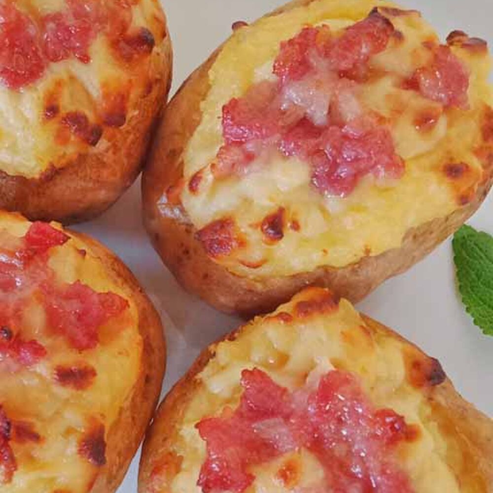 Baked Potatoes with Cheese and Bacon in Turbo Broiler Recipe The Feedfeed