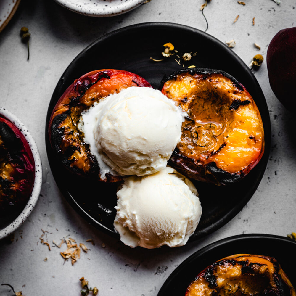 Grilled Peaches with Honey and Ice Cream Recipe The Feedfeed
