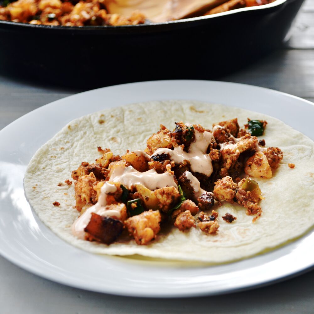 Easy Vegan Chorizo Hash Skillet Tacos Recipe The Feedfeed