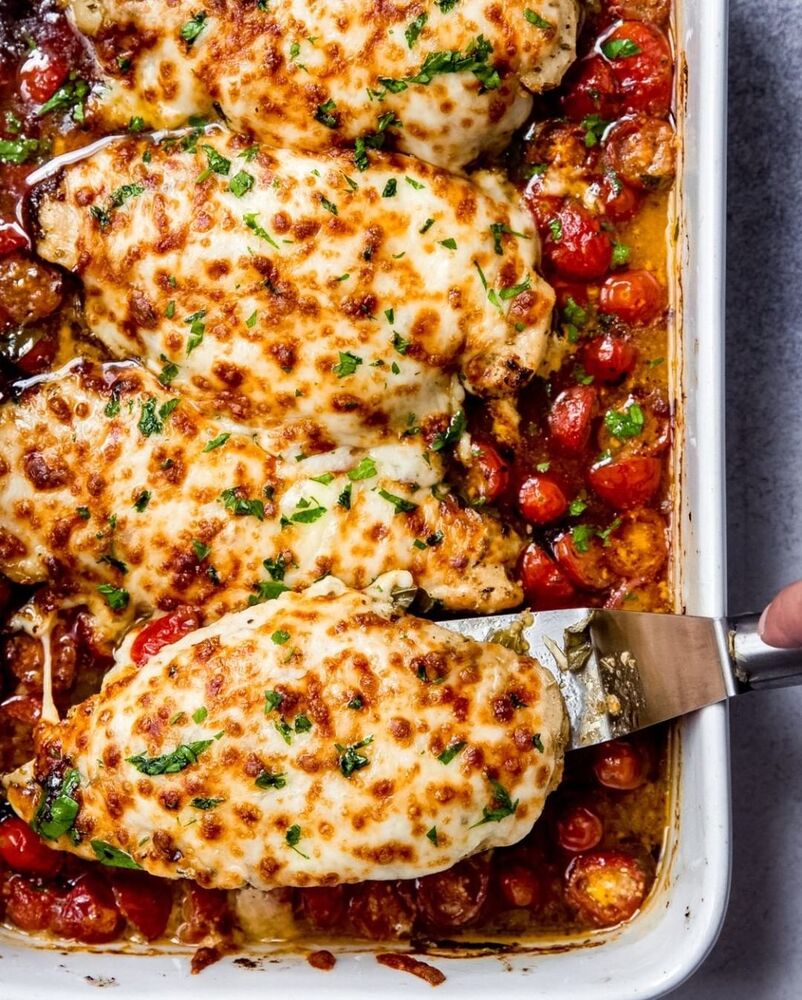 Pesto Baked Chicken With Tomatoes And Mozzarella Recipe 