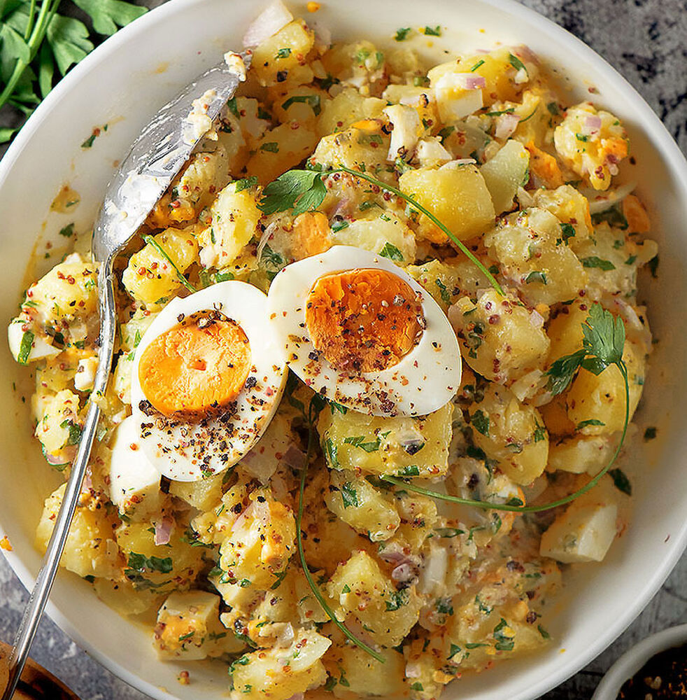 Potato Salad with Eggs, Dijon Mustard and Parsley