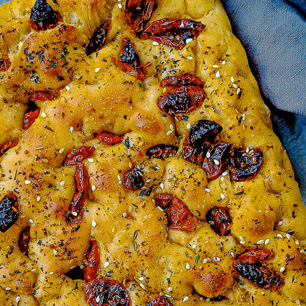 Spelt Focaccia with Za'atar and Sun Dried Tomatoes by isabella.akshay Quick & Easy Recipe Spelt Focaccia with Za'atar and Sun Dried Tomatoes by isabella.akshay Quick & Easy Recipe