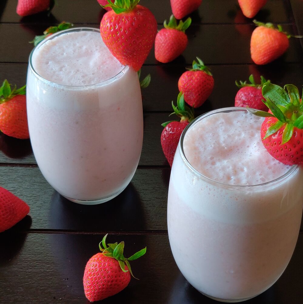 Strawberry Milkshake Recipe Strawberry Smoothie Recipe By Pavi S Kitchen The Feedfeed