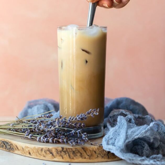 Homemade White Chocolate Lavender Iced Coffee