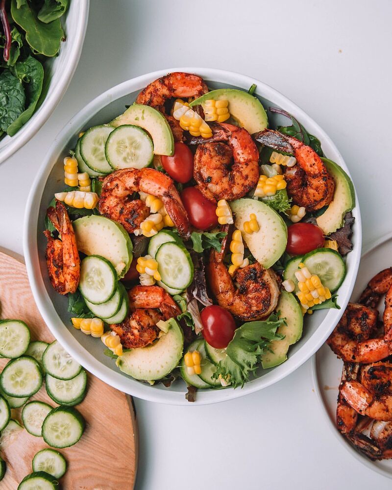 Blackened Shrimp Salad With Avocado Corn And Tomatoes Recipe The Feedfeed