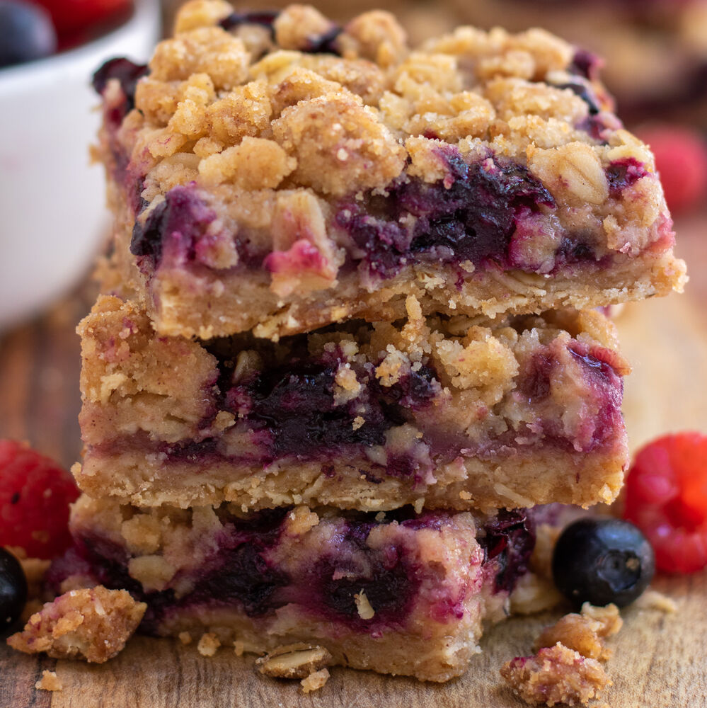 Mixed Berry Crumble Bars Recipe | The Feedfeed