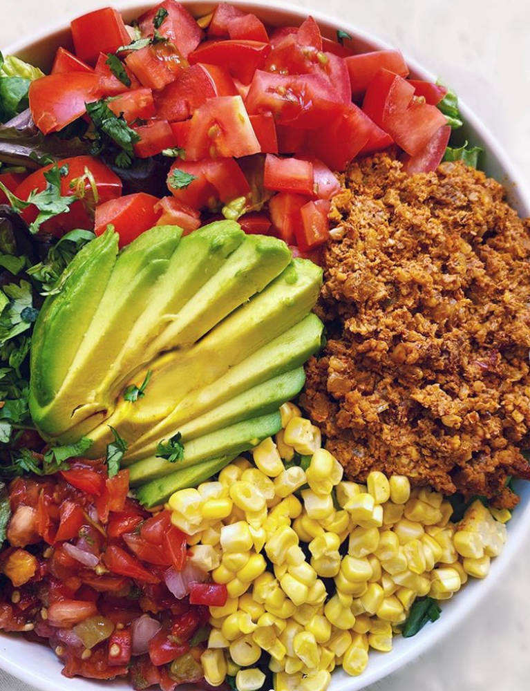 Vegan Taco Salad Bowl with Ground Walnut 'Meat' by veggiepeggy | Quick ...