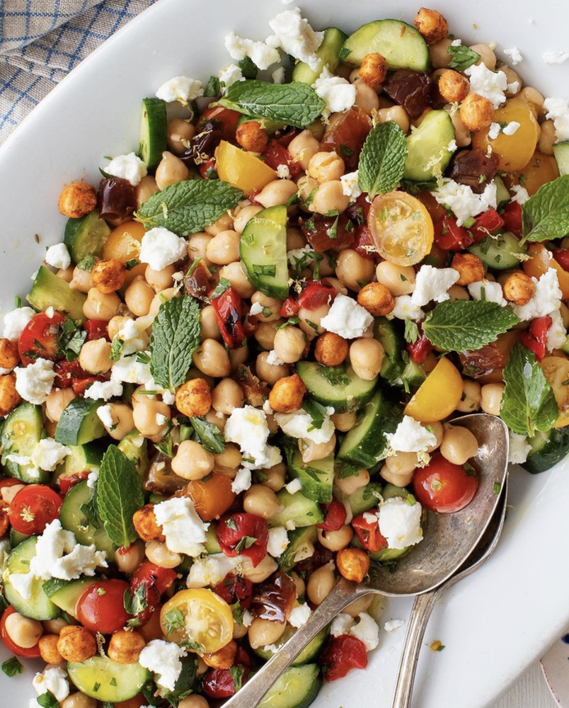 Chickpea Salad With Cherry Tomatoes Cucumbers And Feta Recipe The 