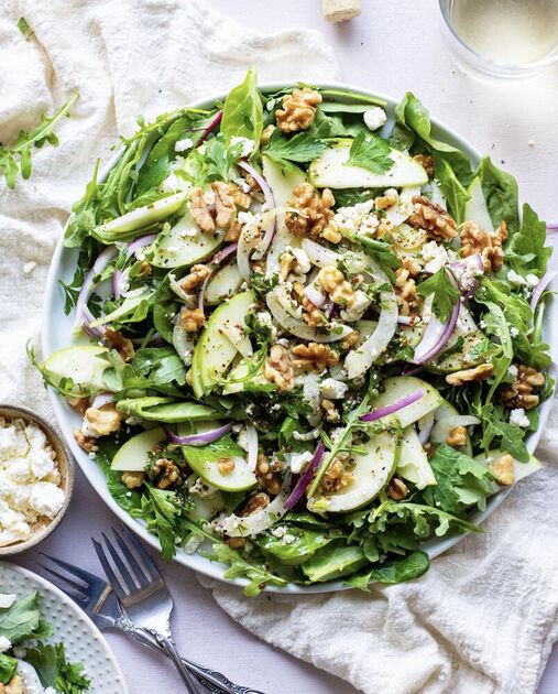 green apple dressing Walnut Salad with an Herbed Lemony Dressing⠀ Recipe RetroWomen