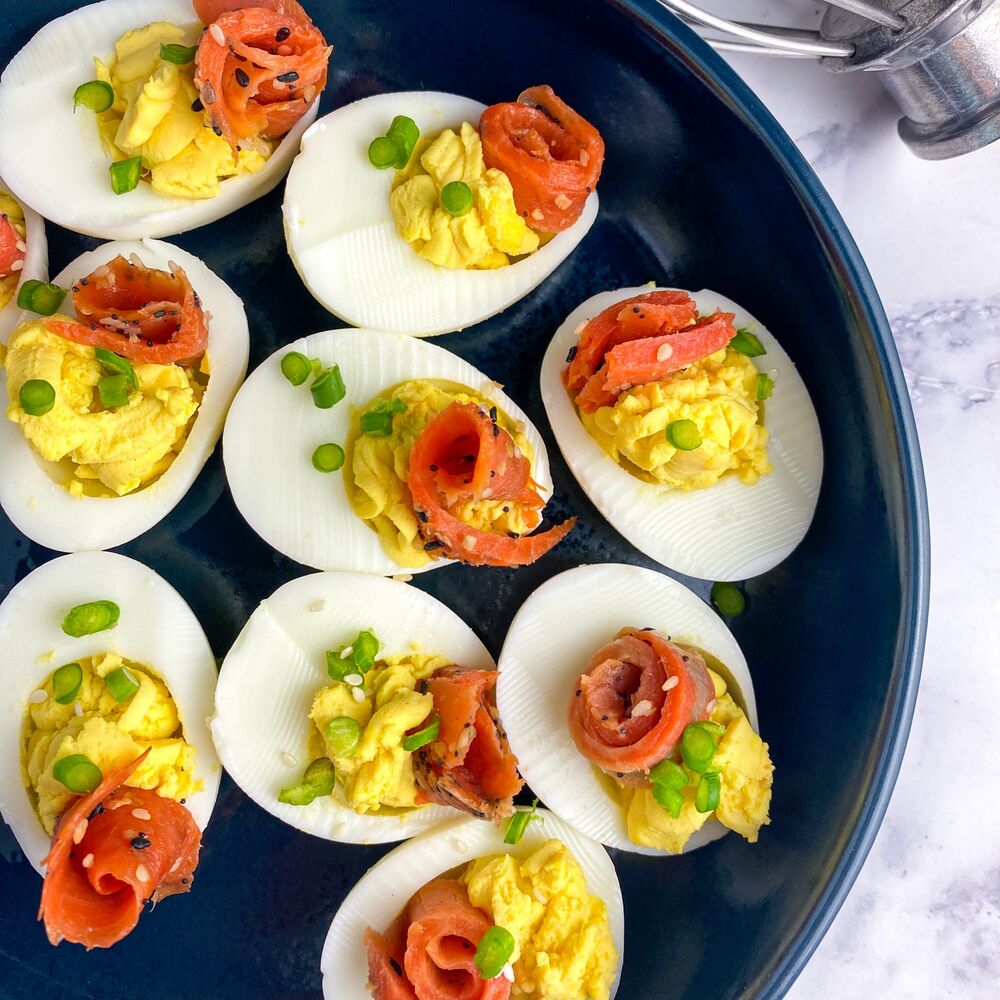 Smoked Salmon Everything Bagel Deviled Eggs Recipe | The Feedfeed