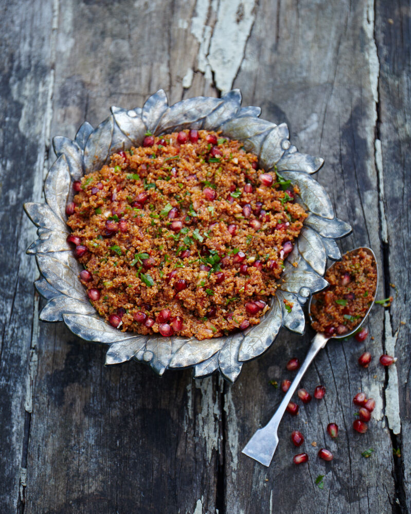 Kısır (Spicy Bulgur Wheat Salad with Pomegranate Molasses)