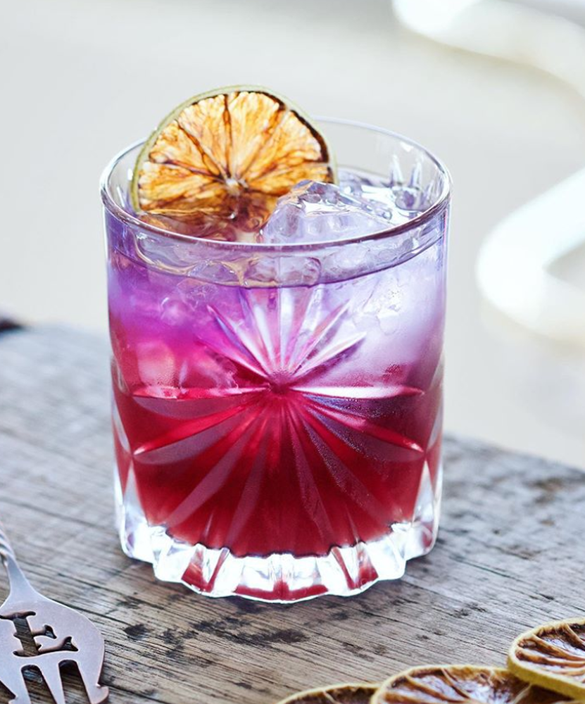 Gin Cocktail with Aged Lime, Pomegranate and Grapefruit Juice Recipe