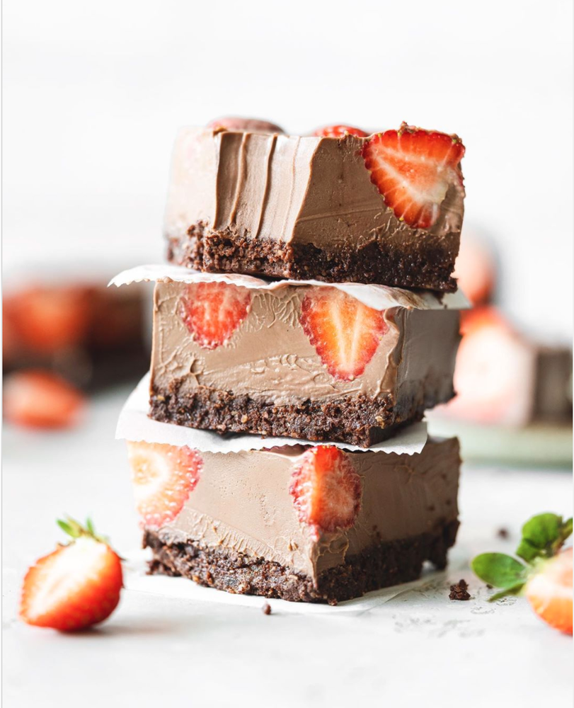 No Bake Vegan Chocolate Ganache and Strawberry Bars Recipe | The Feedfeed